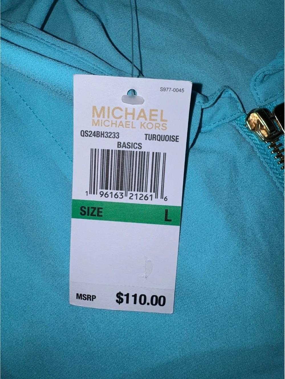 Michael Kors Turquoise Basics Long Sleeve Shirt Size L